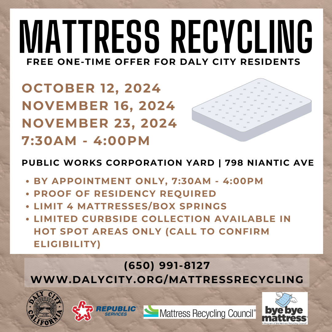 Mattress Recycling Collection Events - 10.12 11.16, 11.23.2024